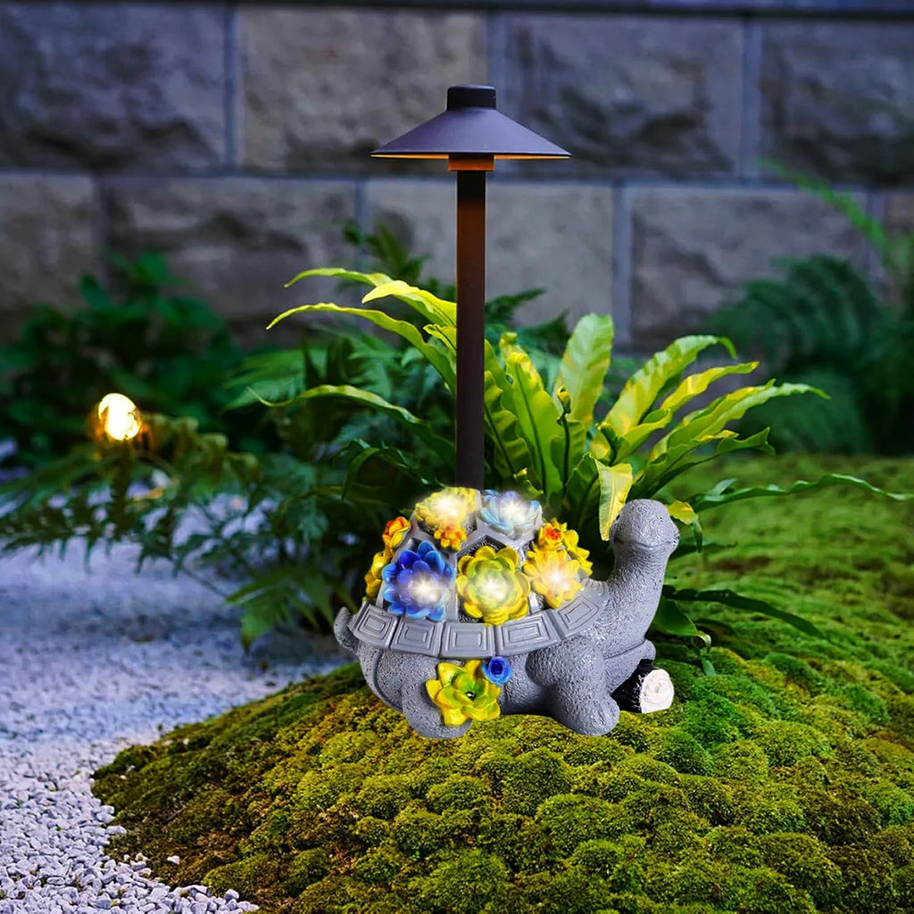 Turtle Garden Statue with LED Lights, Resin Yard Decor a7