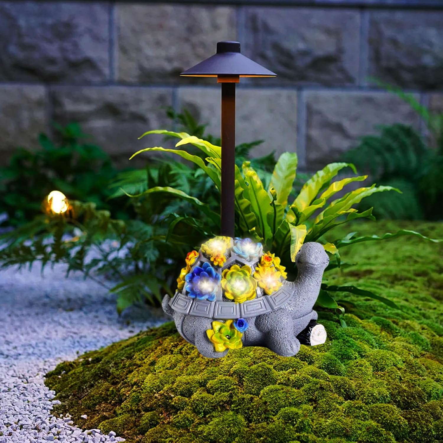 Turtle Garden Statue with LED Lights, Resin Yard Decor a7