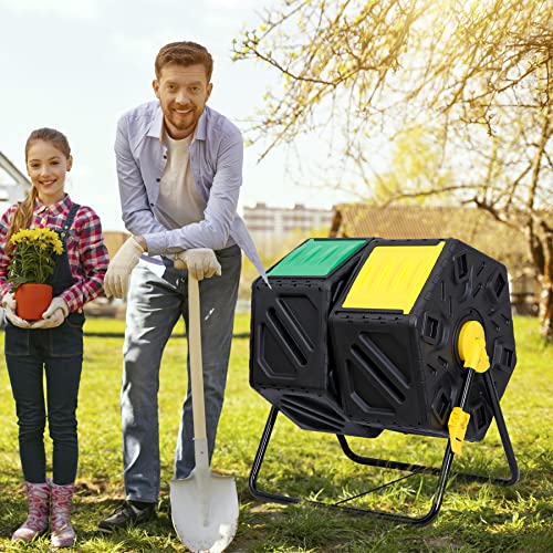 Compost Tumbler for Garden Outdoor, 37 Gallon, Black k7