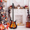 GLARRY Electric Bass Guitar 4 Strings Buring Fire Style Full Size for Beginner Right Hand with Bag, Strap and Accessories (Sunset) - Curated Treasures Market