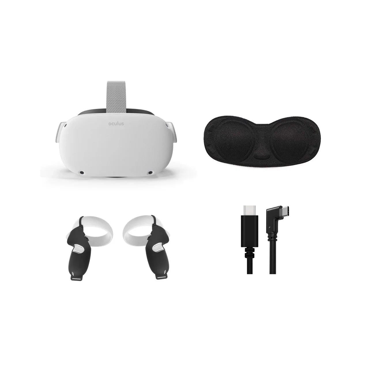 2021 Meta Oculus Quest 2 All-In-One VR Headset 128GB, Touch Controllers, 1832x1920 up to 90 Hz Refresh Rate LCD, 3D Audio, Mytrix Link Cable (3M), Black Grip Cover, Lens Cover, Silicone Face Cover - Radiant Selections