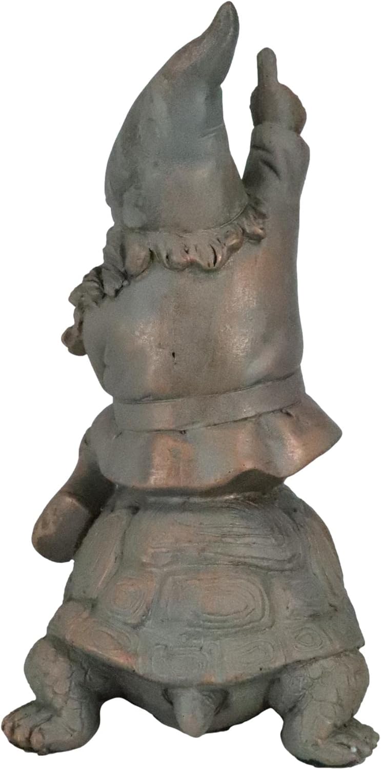 Gnome Sitting On Tortoise Figurine Garden Decor k7