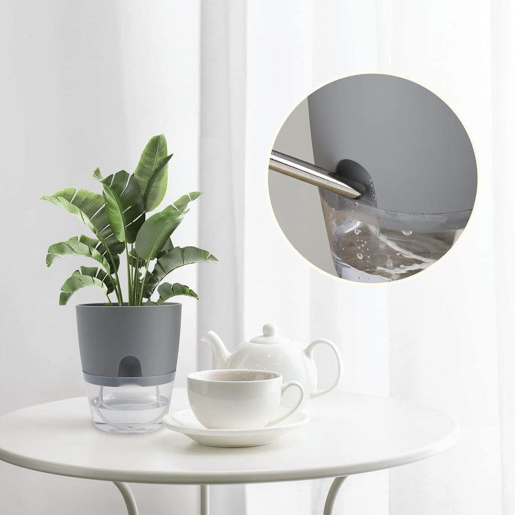 Self-Watering Plant Pot 6 Inch 6 Pack Grey a7
