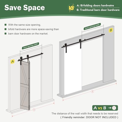 Bifold Sliding Barn Door Hardware Track Kit 4f