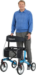 OasisSpace Aluminum Rollator Walker with Seat, with 10'' Wheels and Seat Compact Folding Design Lightweight Baking Complimentary Carry Bag