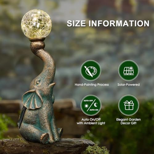 Elephant Statue Solar Garden Light Decor a7