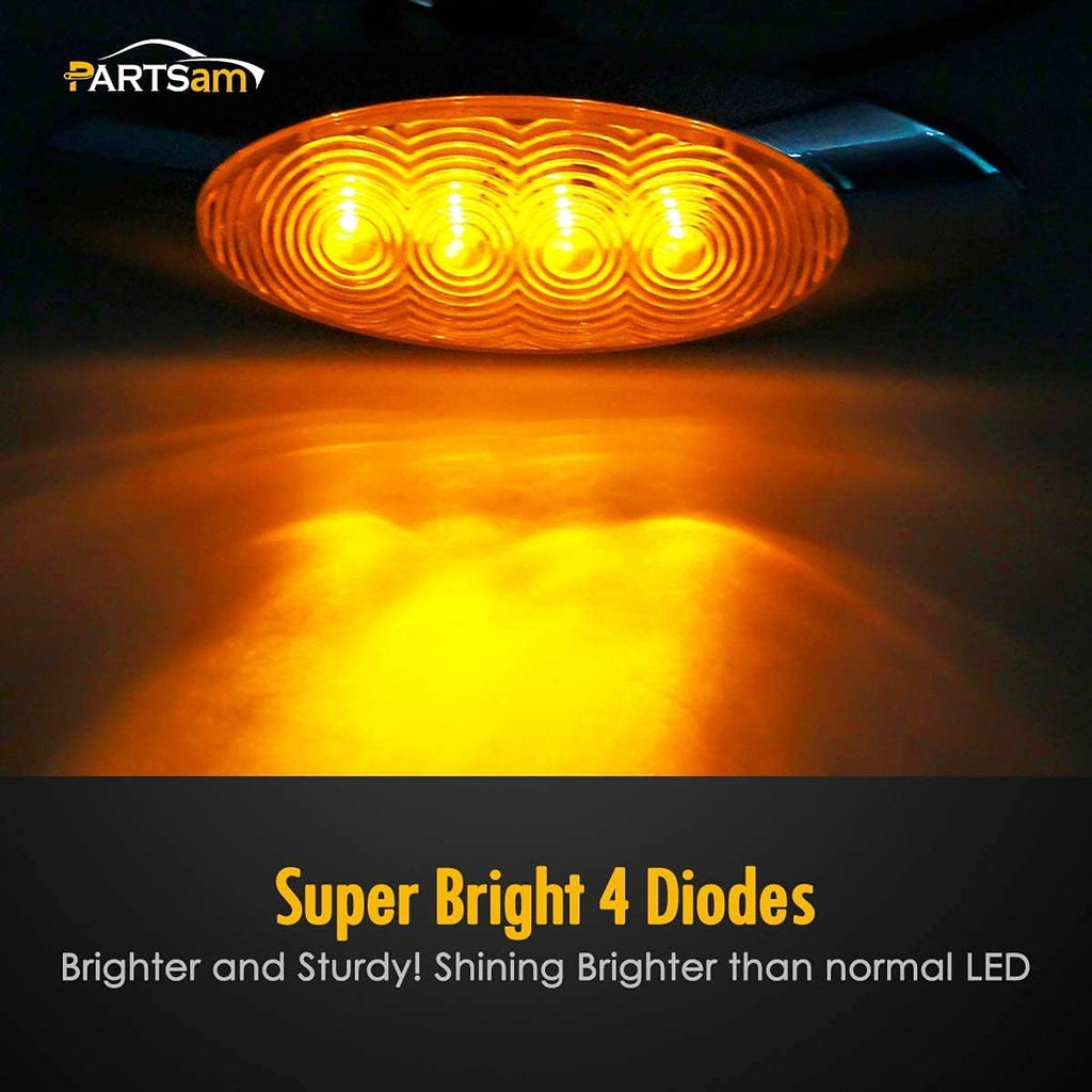 Amber LED Side Marker Lights Chrome Surface Mount 7k