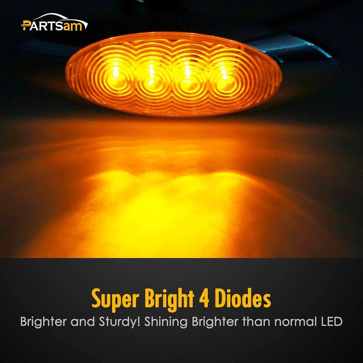 Amber LED Side Marker Lights Chrome Surface Mount 7k