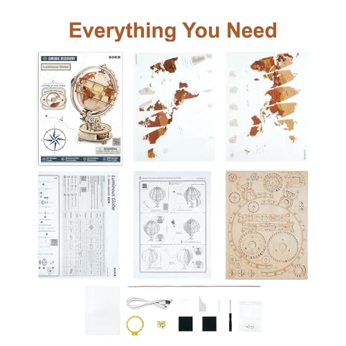 3D Wooden Globe Puzzle with LED Stand 180pcs K7m