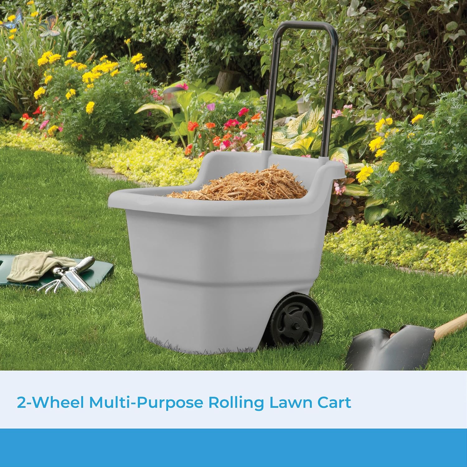 Steel Garden Cart with 15.5 Gallon Resin Cart k7