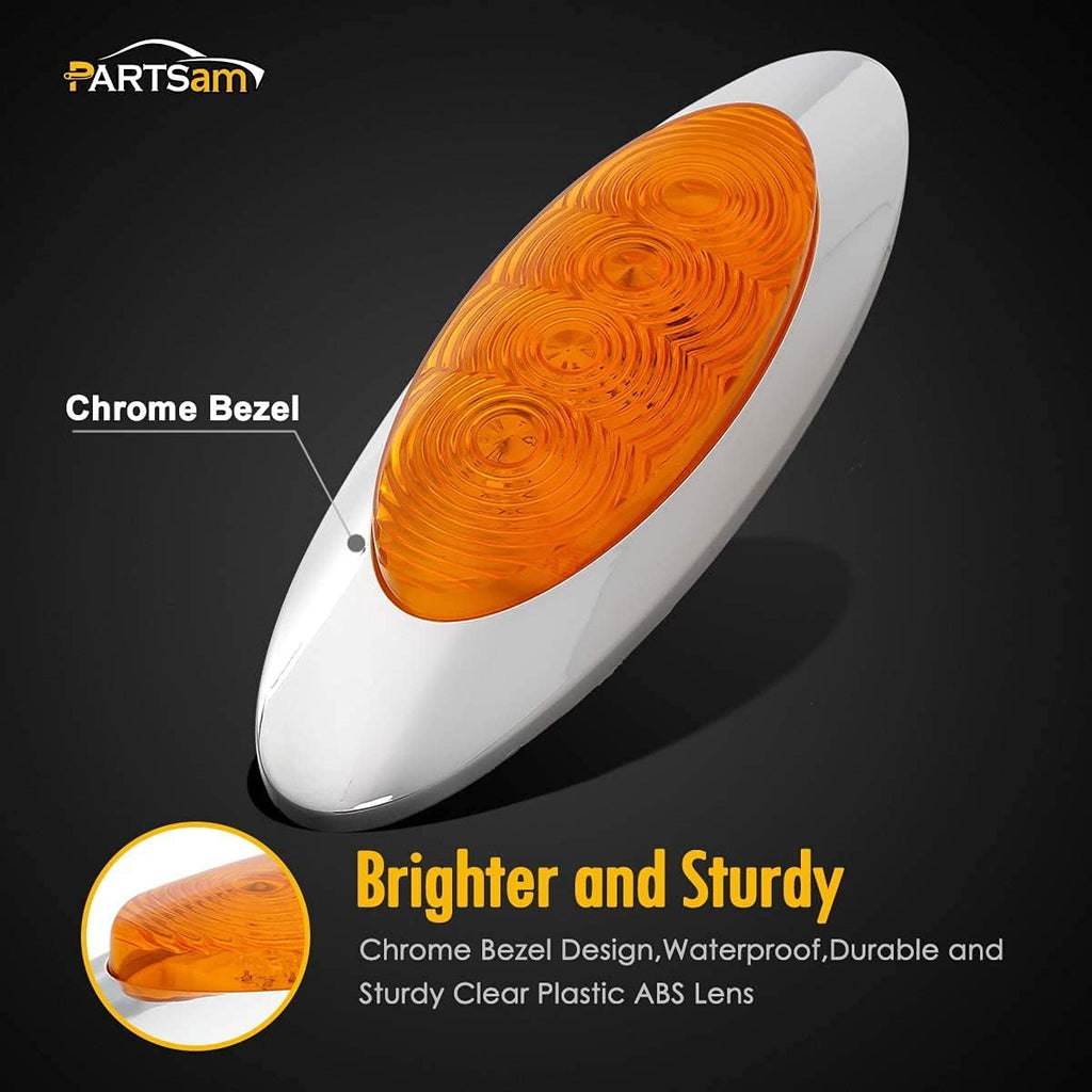 Amber LED Side Marker Lights Chrome Surface Mount 7k