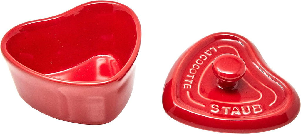Ceramic Heart Cocotte with Lid, Cherry Red k7