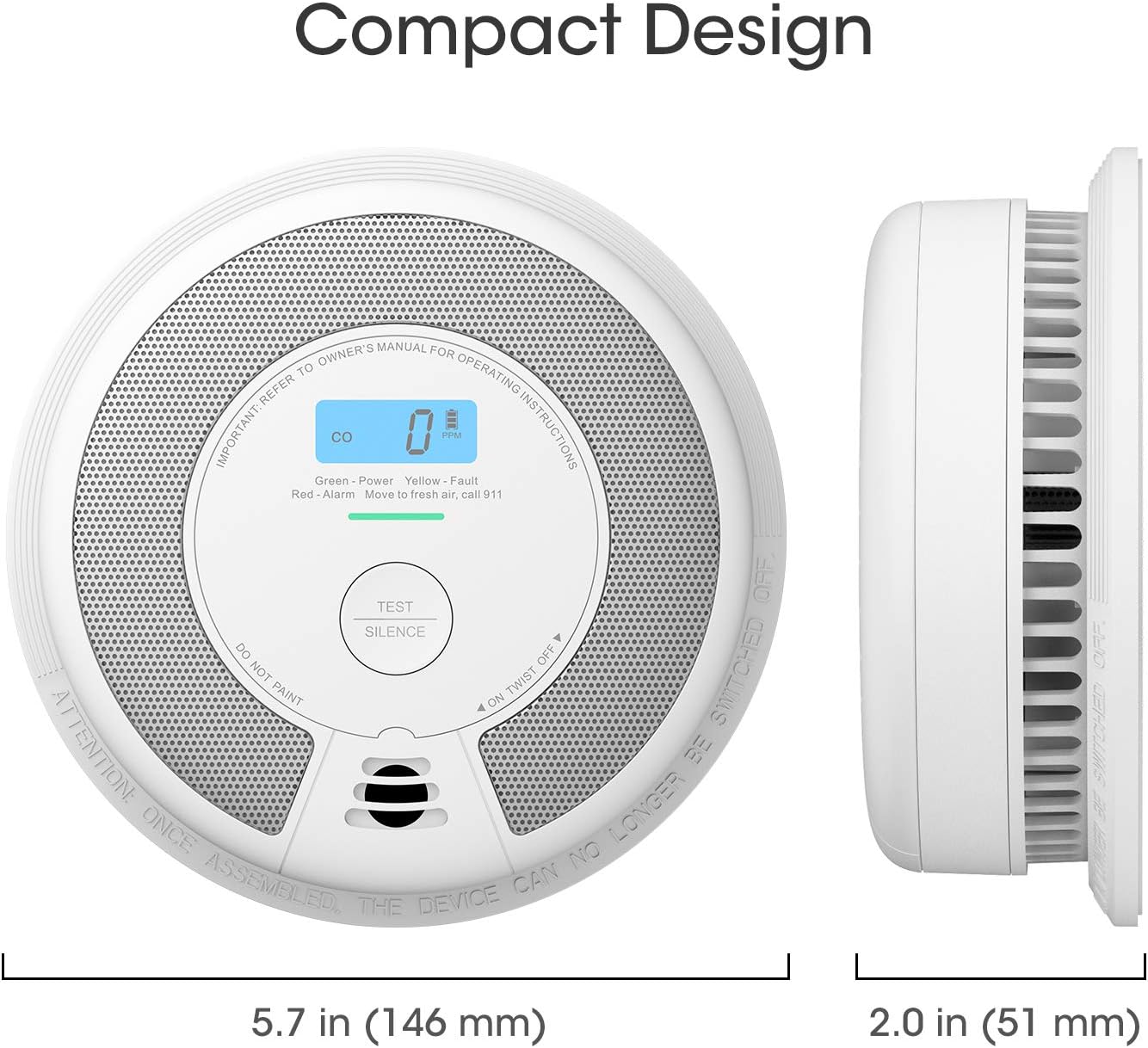 Smoke and CO Detector Alarm with LCD Display, 5-Pack k7