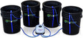 Deep Water Culture (DWC) Hydroponic Bubbler Bucket Kit by PowerGrow ® Systems (4) 5 Gallon - 10" Buckets