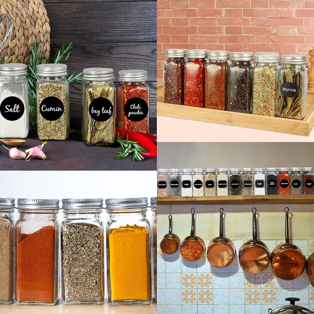 Glass Spice Jars 4oz with Metal Caps & Shaker Lid A7