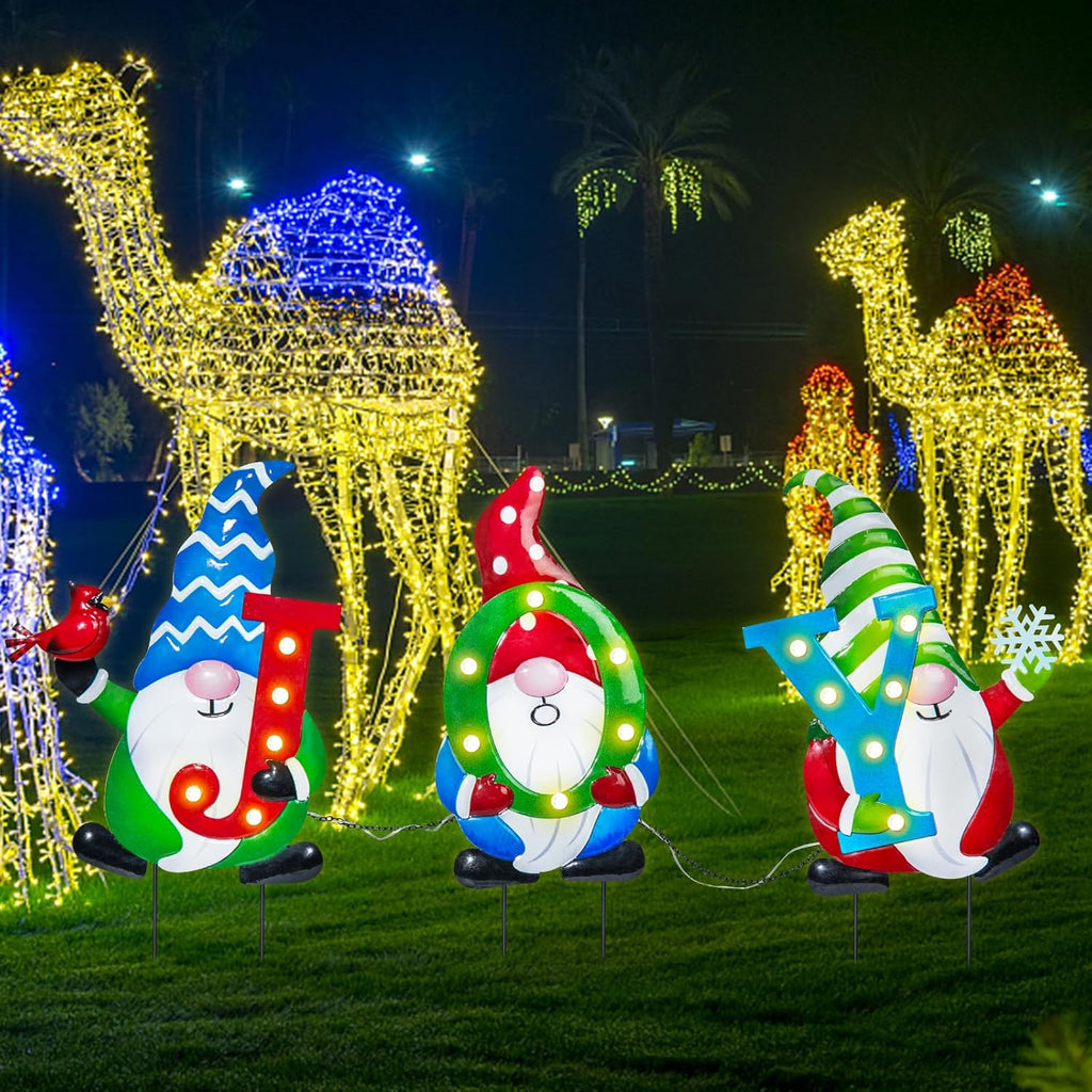Outdoor Christmas Yard Stakes with LED Light 3pc a7