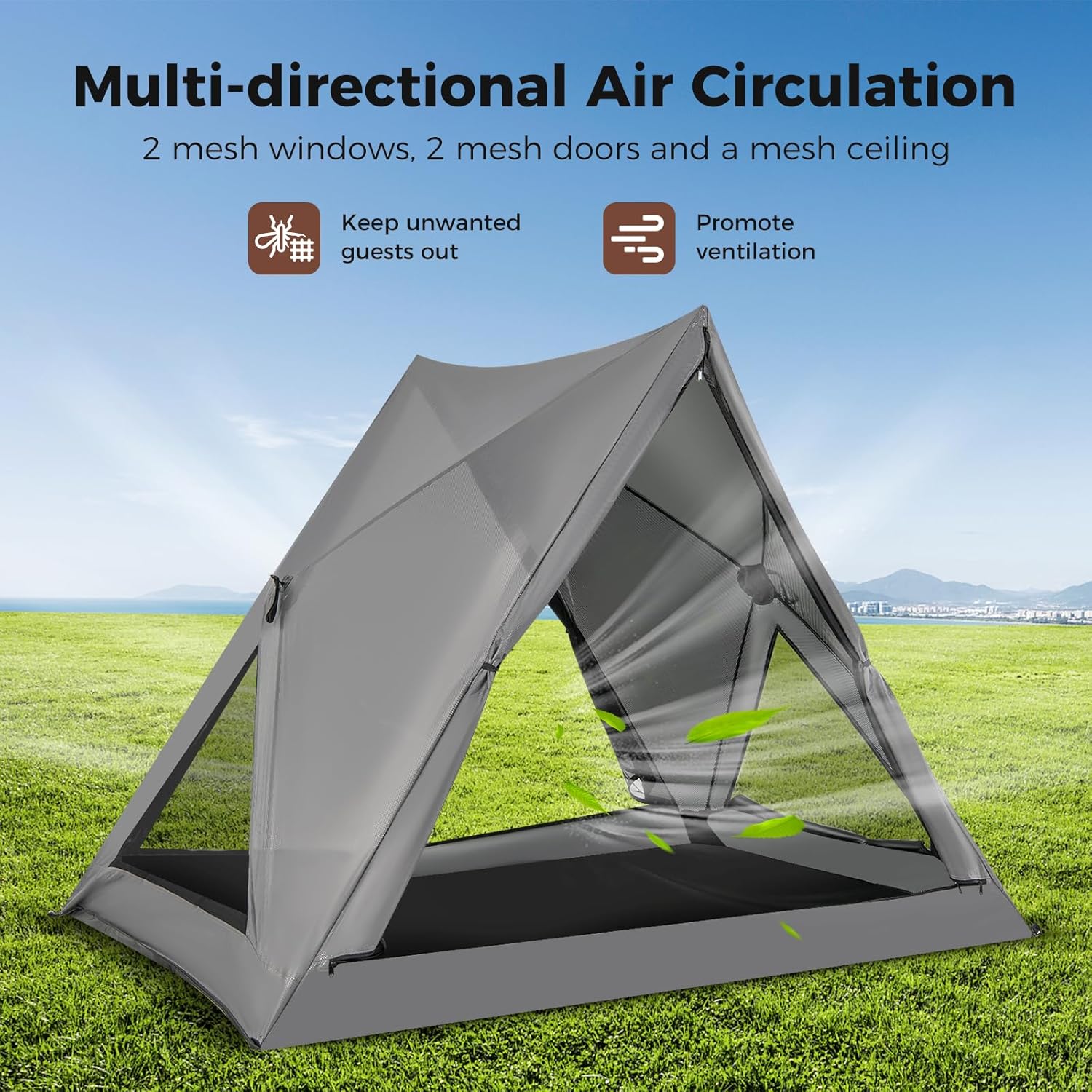Pop Up Camping Tent for 2-3 Person, See-Through with Rainfly A7