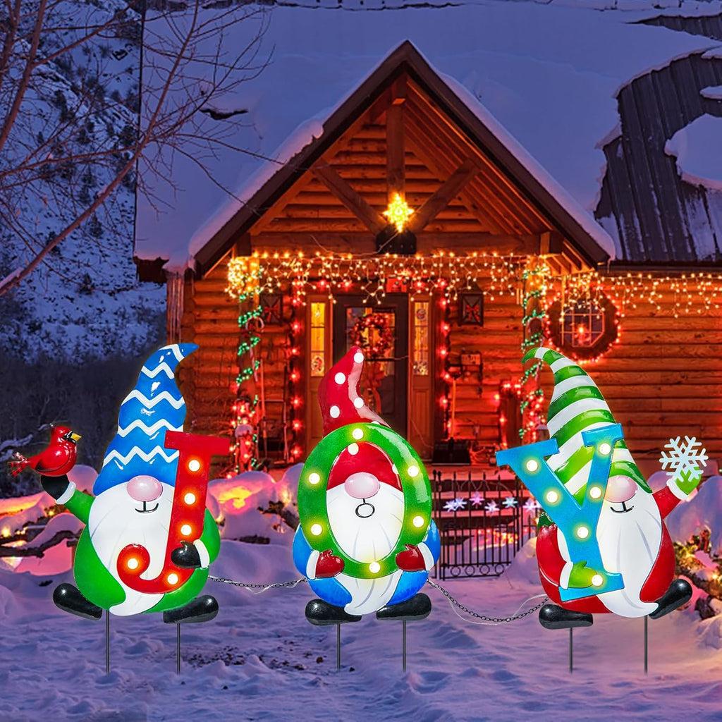 Outdoor Christmas Yard Stakes with LED Light 3pc a7