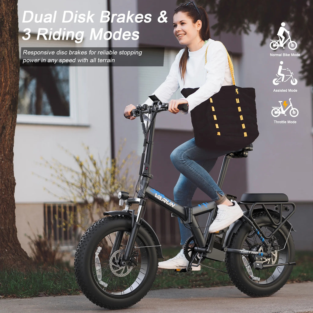Folding Electric Bike 750W Fat Tire 48V 13Ah Full Suspension Ebike a7