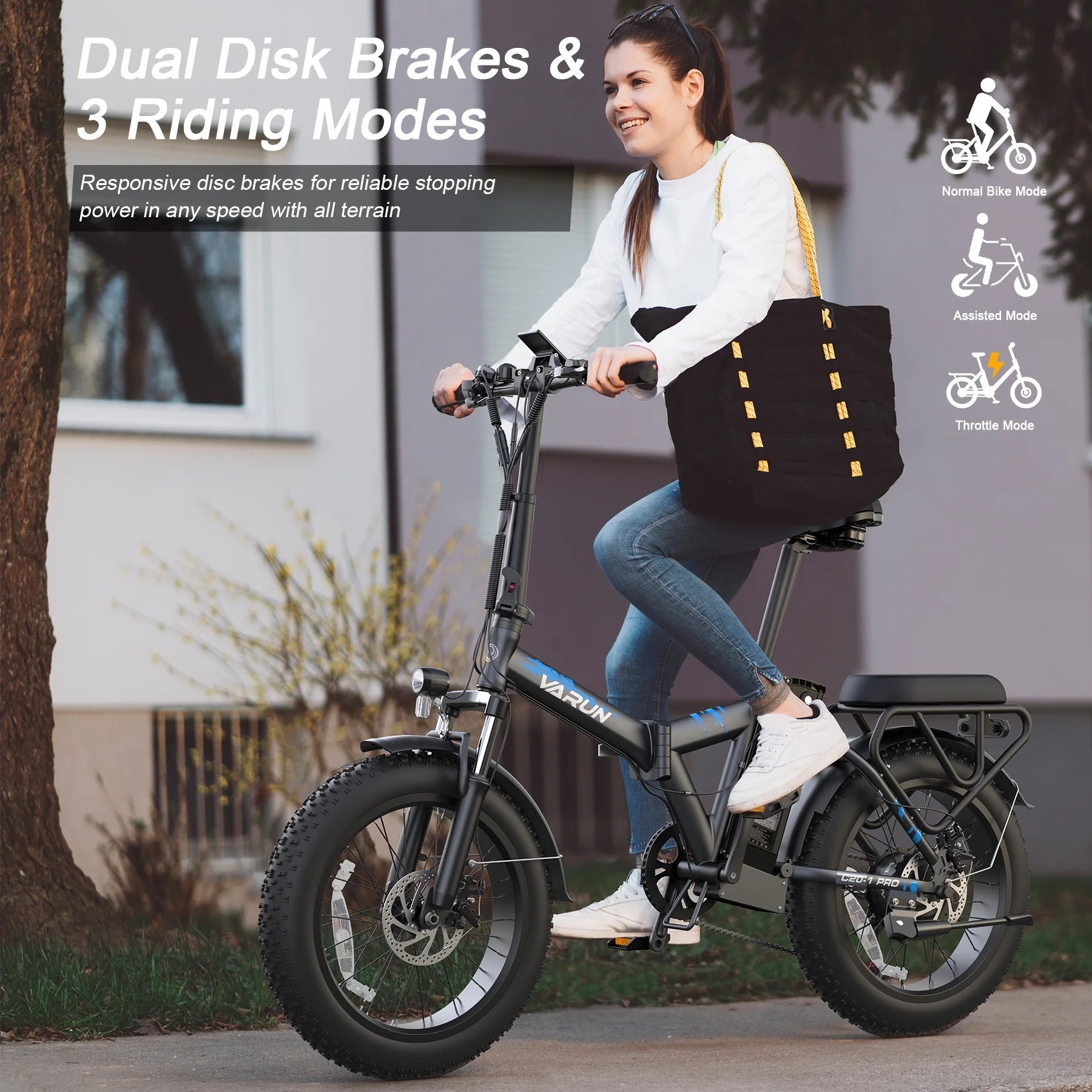 Folding Electric Bike 750W Fat Tire 48V 13Ah Full Suspension Ebike a7