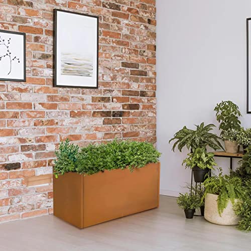 Corten Steel Square Planter Box Outdoor Metal Flower Pot 20 Inch a7
