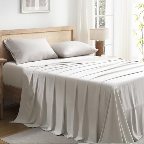 Queen Sheets Set, Cooling Bamboo Bedding, Deep Pocket, Dark Green K7