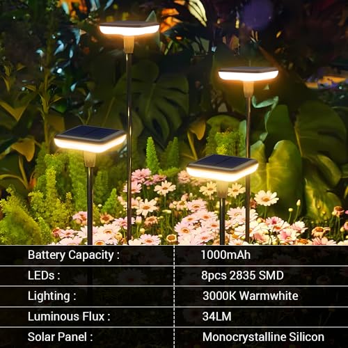 Solar Garden Pathway Lights 4 Pack 31in Wind Swaying IP65 A7