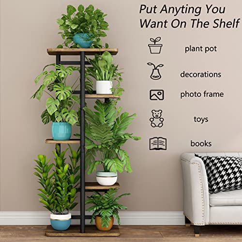 Plant Stand 5 Tier Indoor Flower Rack Black a7