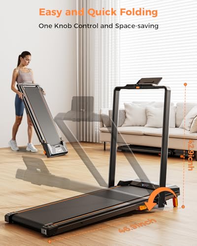 Walking Pad Treadmill, Under Desk Portable 330lbs Capacity 2.5HP 9k