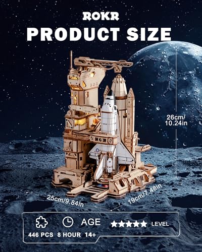 3D Space Shuttle Wooden Puzzle DIY Model with Lighting A7