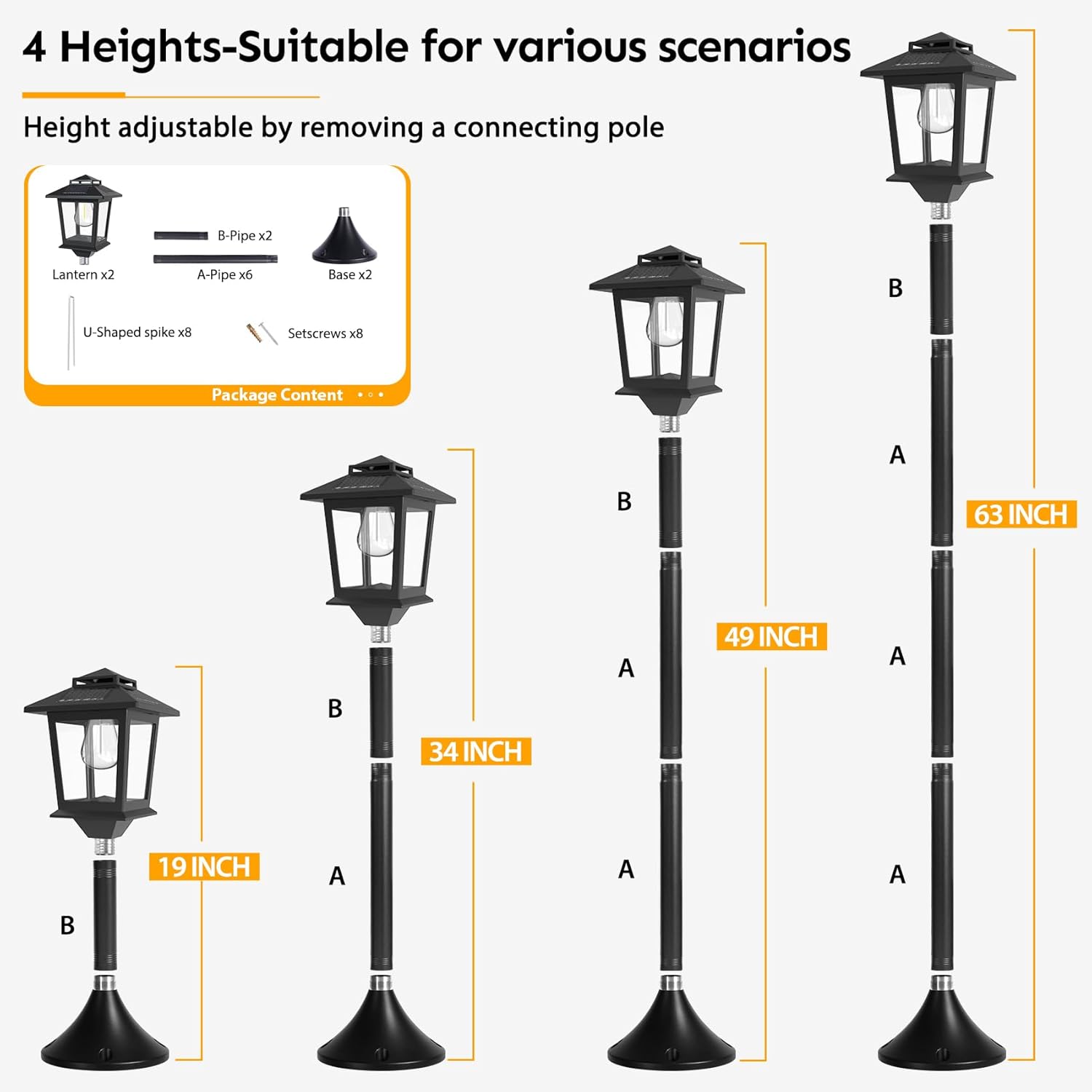 Solar Lamp Post Lights Outdoor 2 Pack with Planter k7