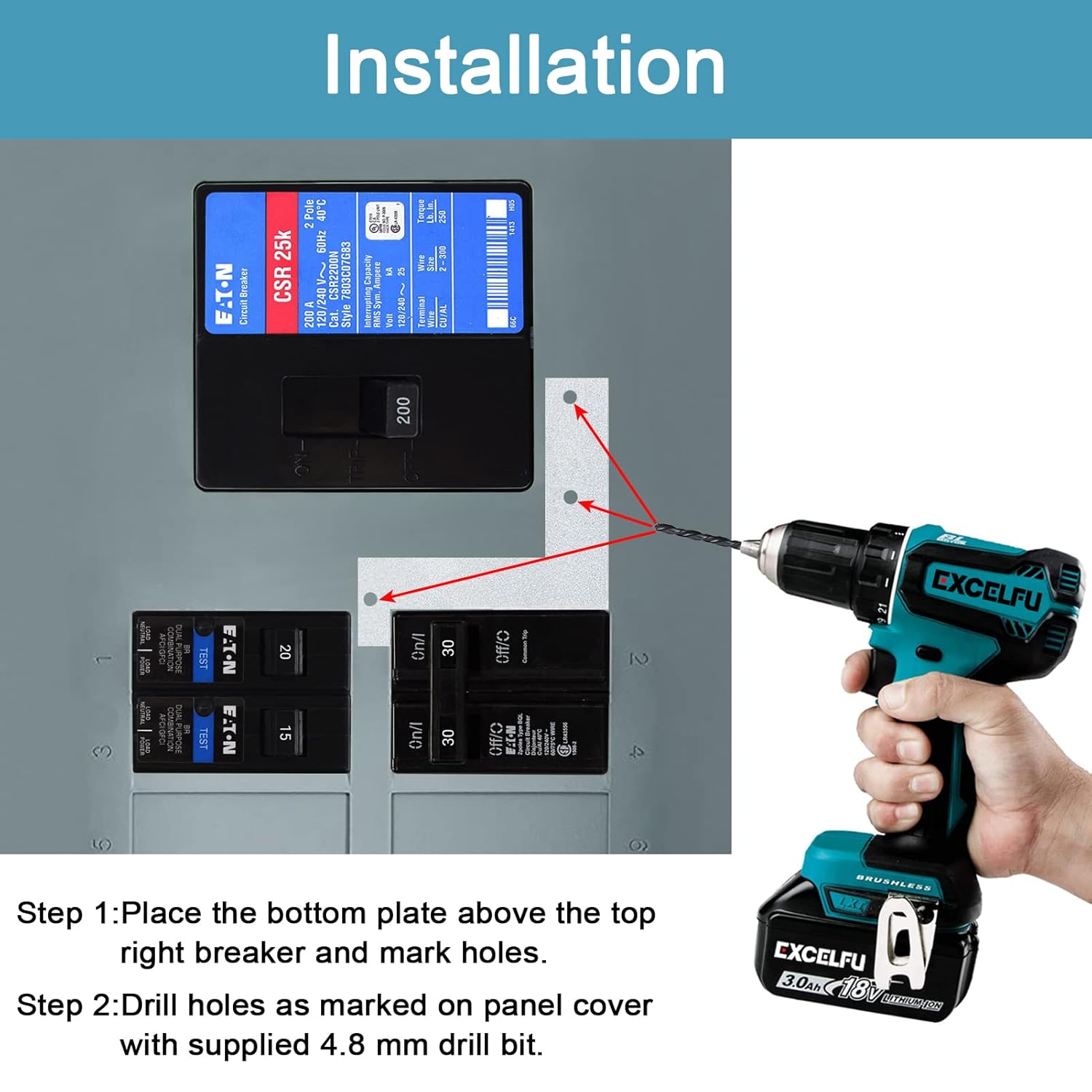 Generator Interlock Kit for 150-200 Amp Panels, Horizontal Electrical Lock A7
