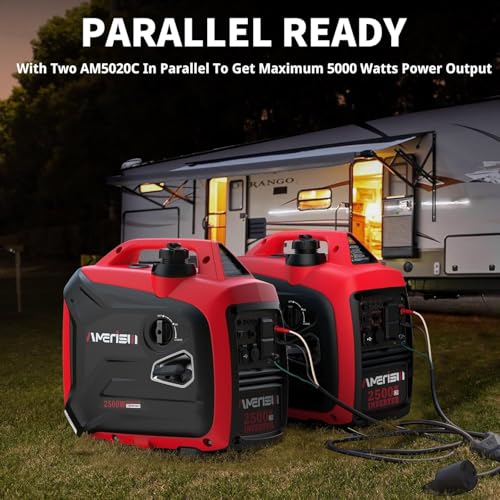 Gas Powered Portable Inverter Generator, CO Sensor, Quiet Backup A7