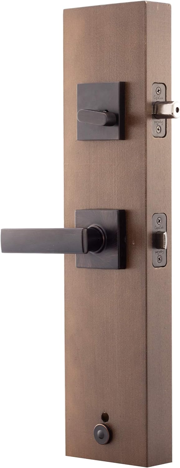 Contemporary Front Door Handle Lever Trim, Tuscan Bronze a7