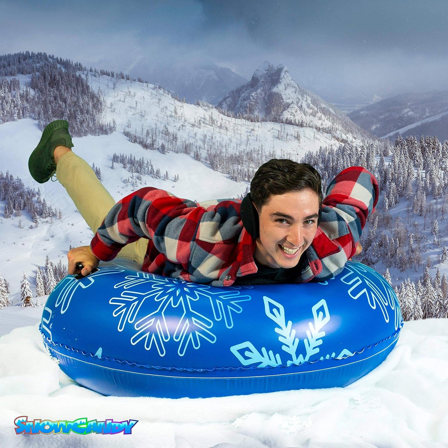 Snow Tube 48 Blue Inflatable Sled for Kids Adults x7