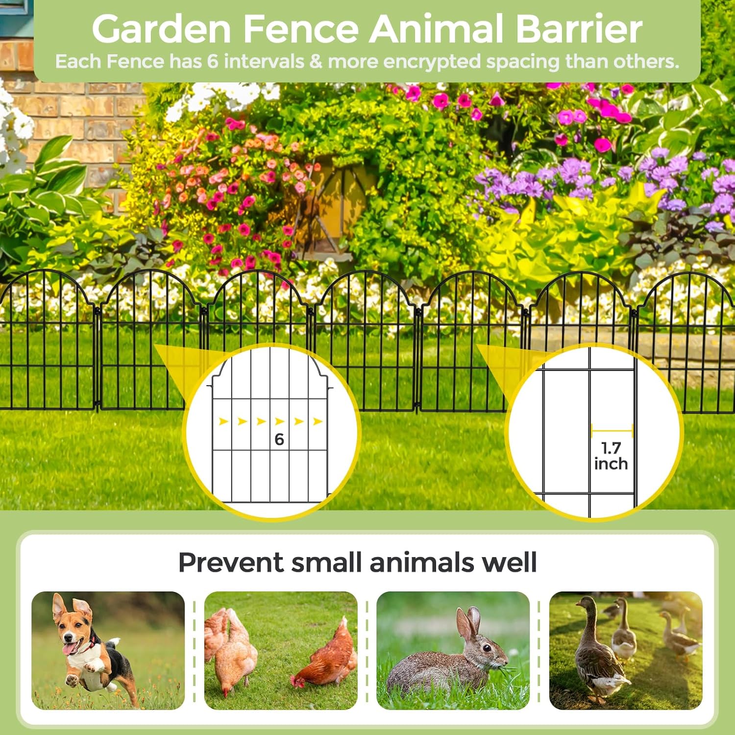 Garden Fence 21in x 10.2ft Metal Border for Pets Yard k7