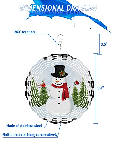 3D Metal Wind Spinner Snowman Decor 8in k7