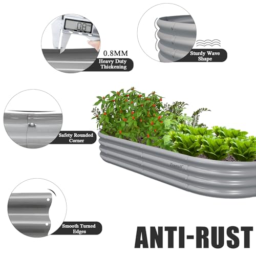 Galvanized Raised Garden Bed Kit Oval Metal Planter Box Outdoor a7