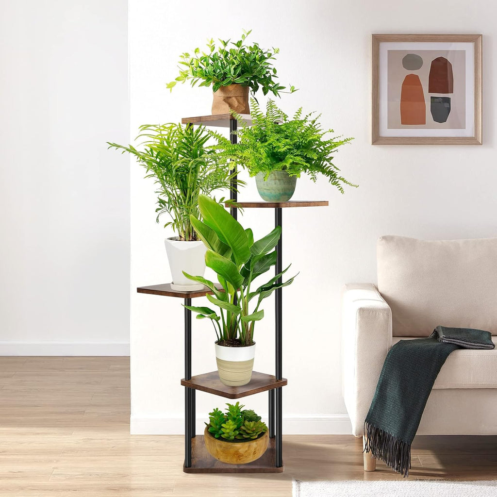 Plant Stand Indoor 4 Tier Flower Shelf Holder Rack Brown k7