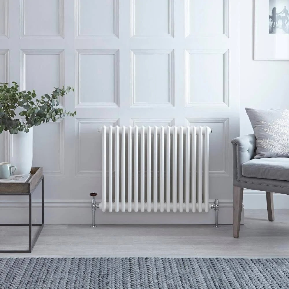 Tall Column Radiator, Cast Iron Style, White Finish 7k