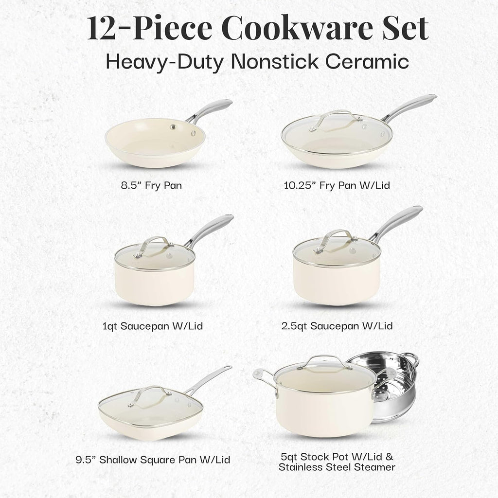 Ceramic Pots and Pans Set Non Stick Cookware 12 Piece q7