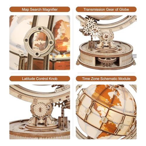 3D Wooden Globe Puzzle with LED Stand 180pcs K7m