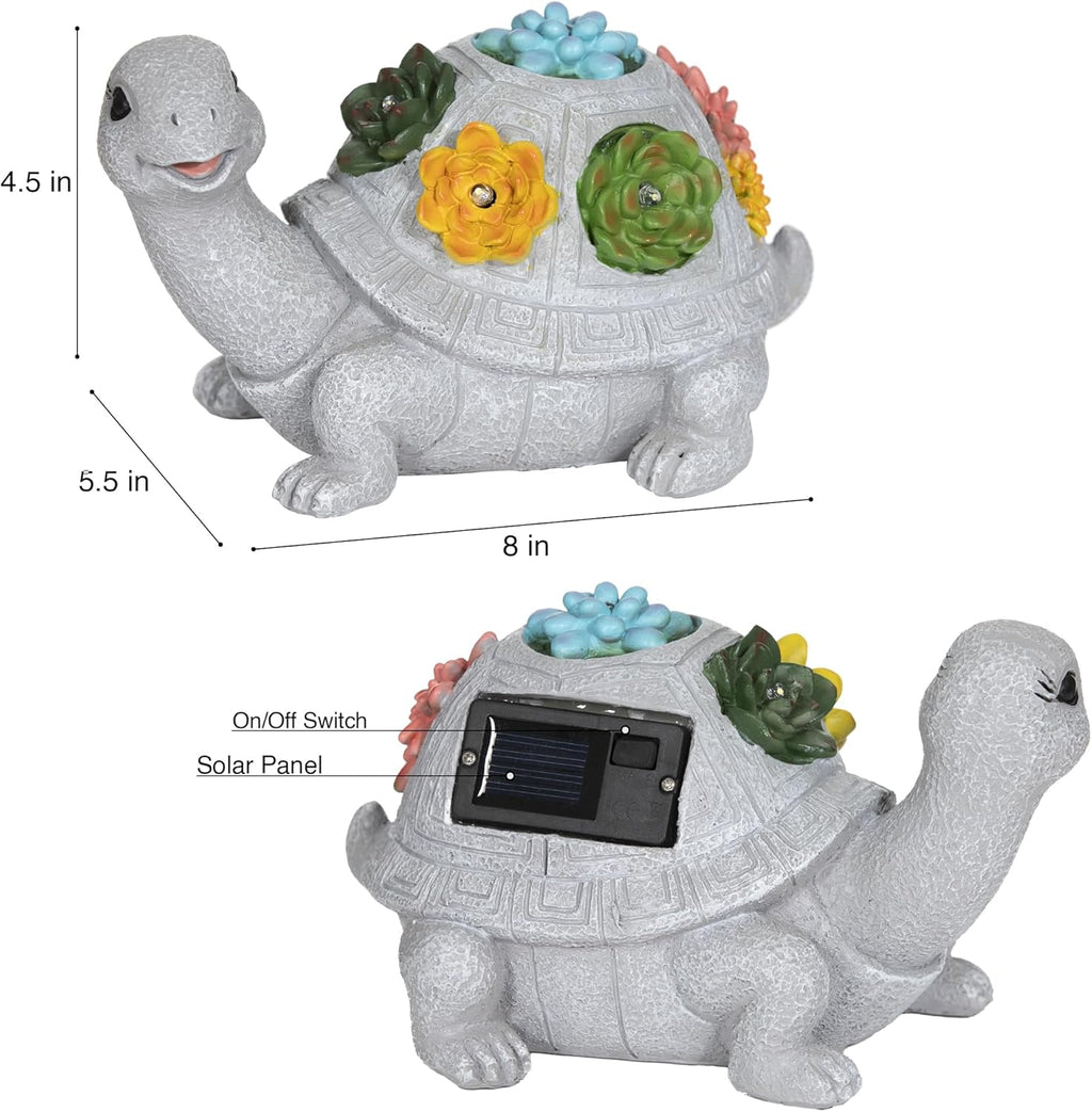 Turtle Garden Statue with Flower Lights, Outdoor Planter a7