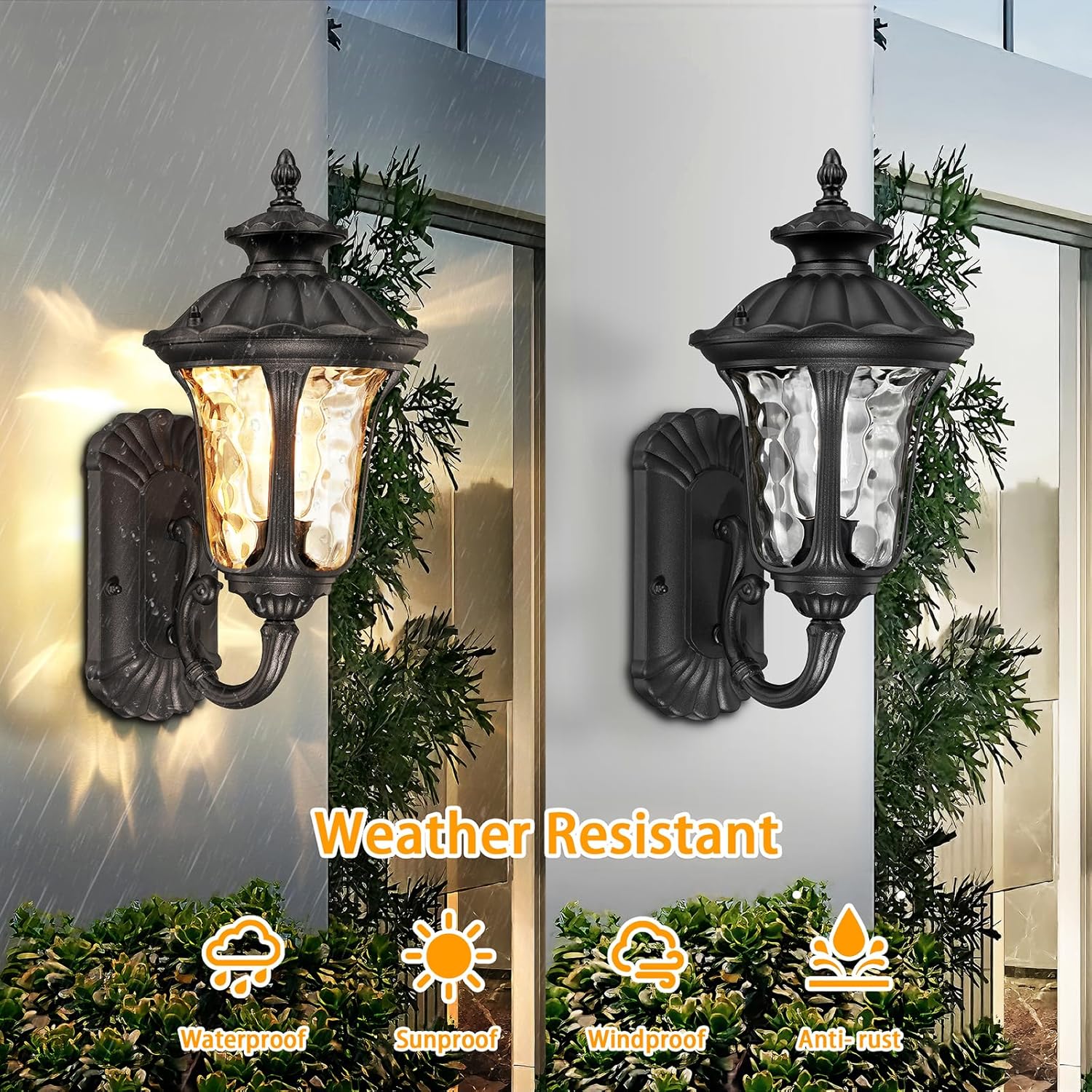 Outdoor Wall Light Fixture Waterproof Sconce Black a7