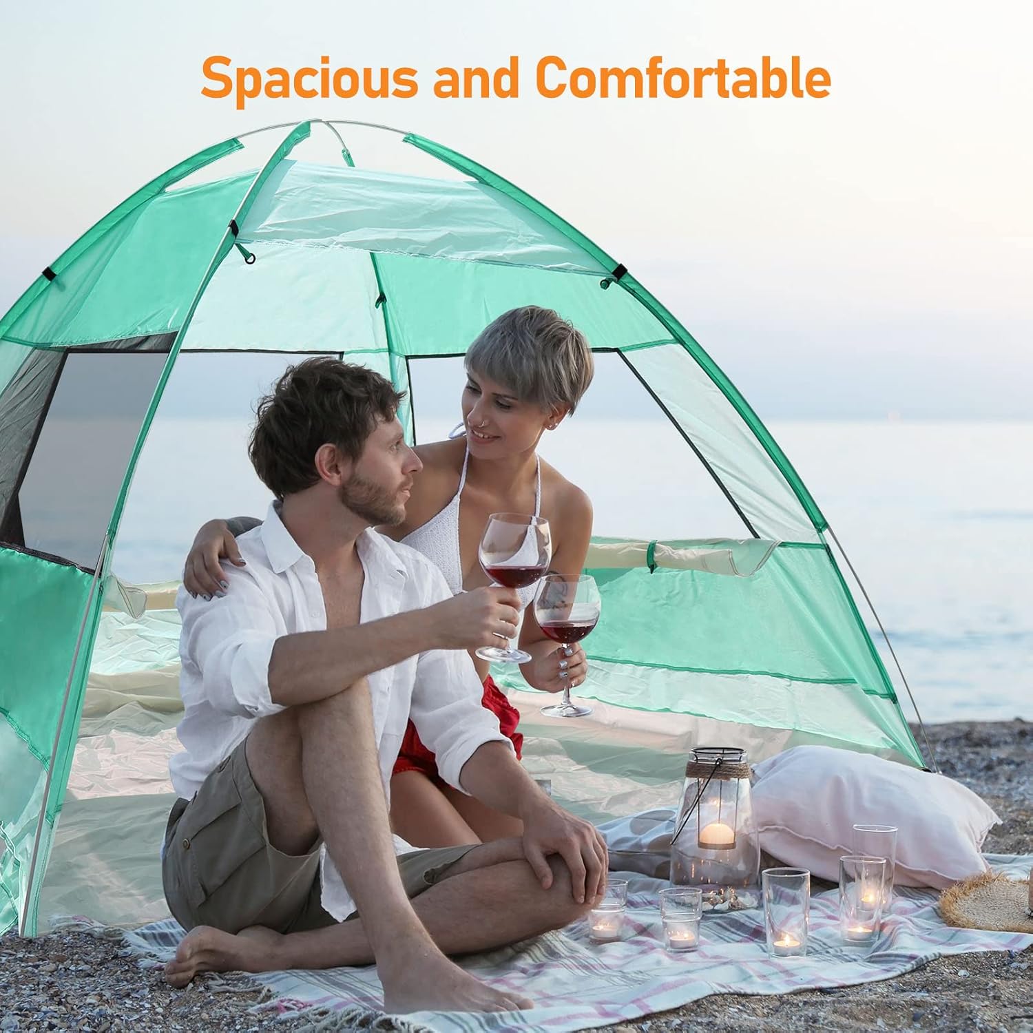 Pop Up Beach Tent, Anti-UV, 3 Mesh Windows G7