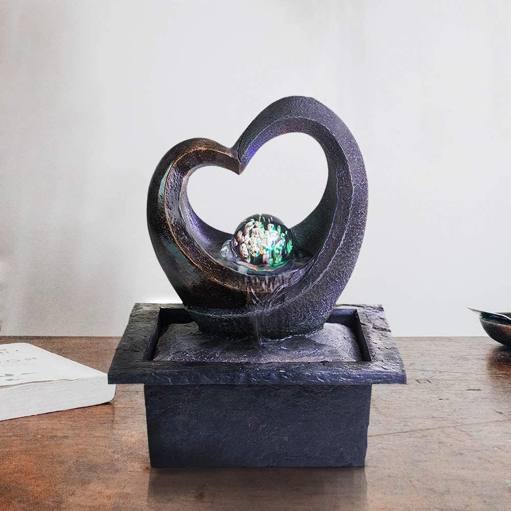 Indoor Zen Water Fountain with LED Light and Pump 7k