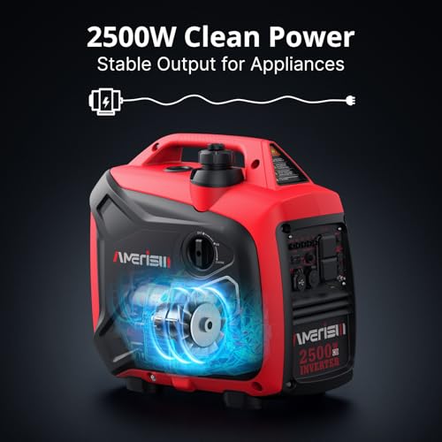 Gas Powered Portable Inverter Generator, CO Sensor, Quiet Backup A7