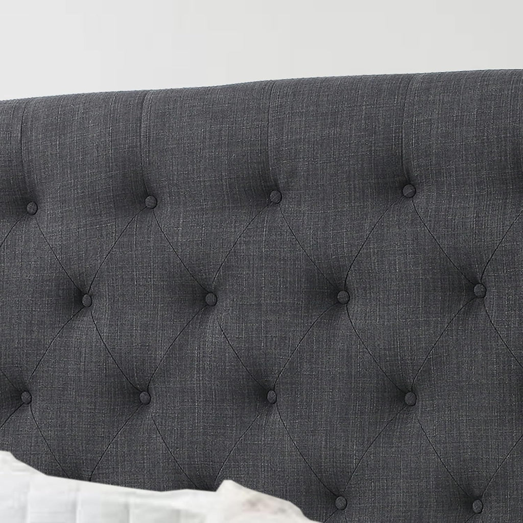 Linen Upholstered Wingback Headboard Full Charcoal K7m
