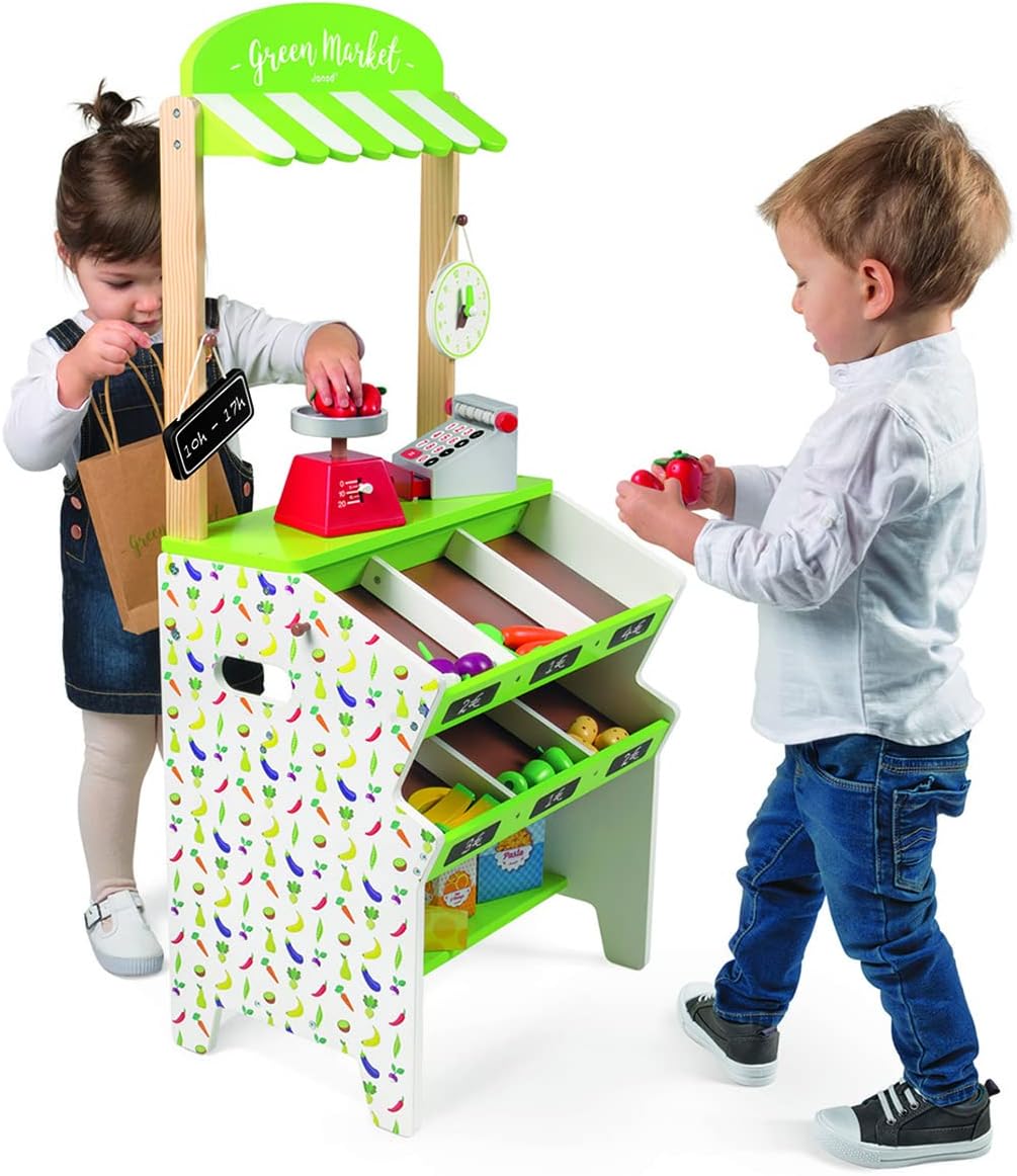 Wooden Grocery Store Playset with 32 Accessories 7k