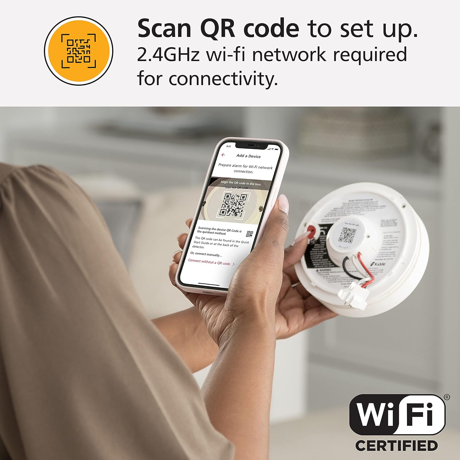 Smoke Detector with Air Quality Monitor, WiFi, 2 Pack k7